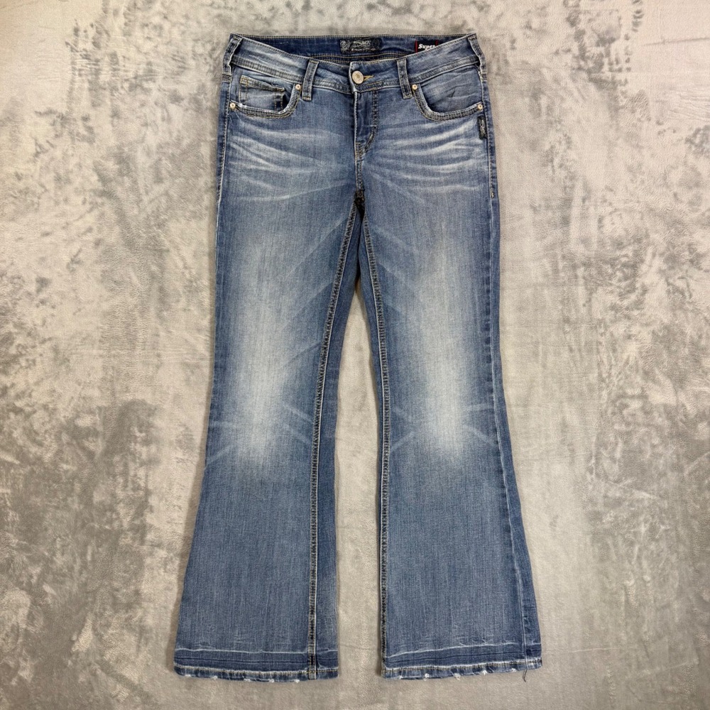 Silver Jeans Aiko Mid Flare Jeans Women's Size 29x32 Blue Medium Wash Denim